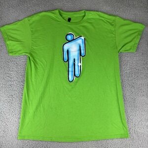 Billie Eilish XL T-Shirt Large Green Blue Logo Music Concert  Classic‎ Sparkle